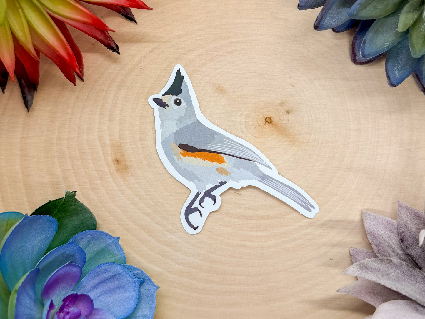 Black Crested Titmouse Sticker