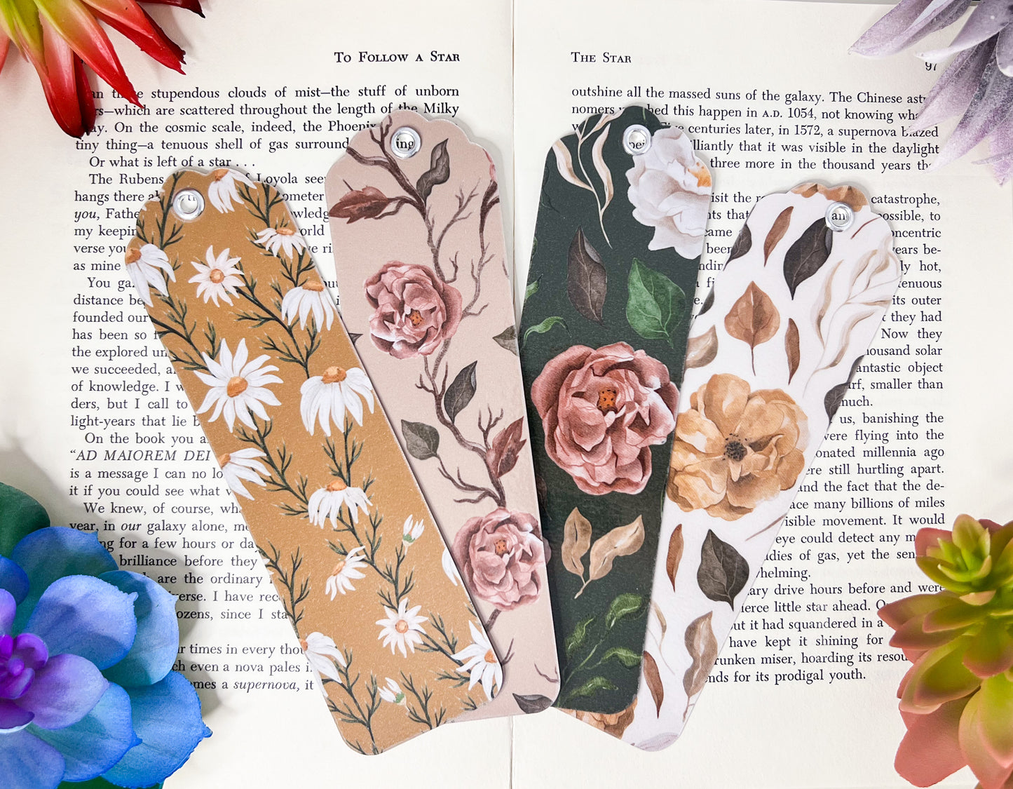 Floral Bookmarks Set Of 4