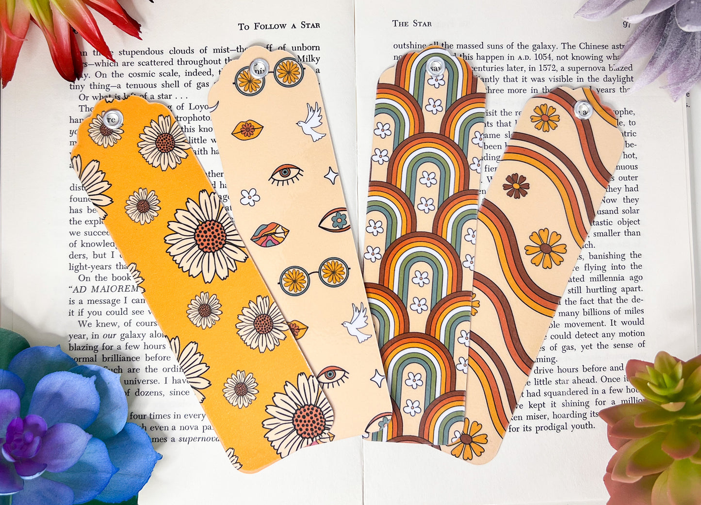 Retro Groovy Bookmarks Set Of 4