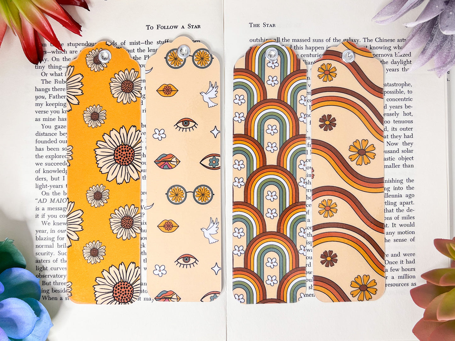 Retro Groovy Bookmarks Set Of 4