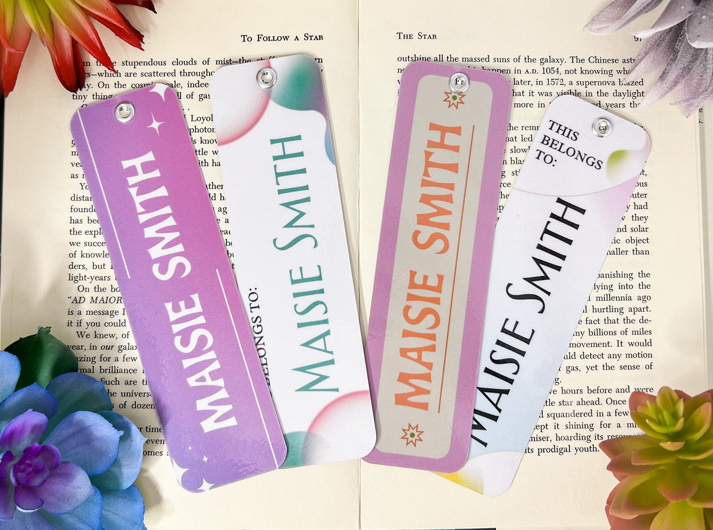 Personalized Bookmarks Set Of 4