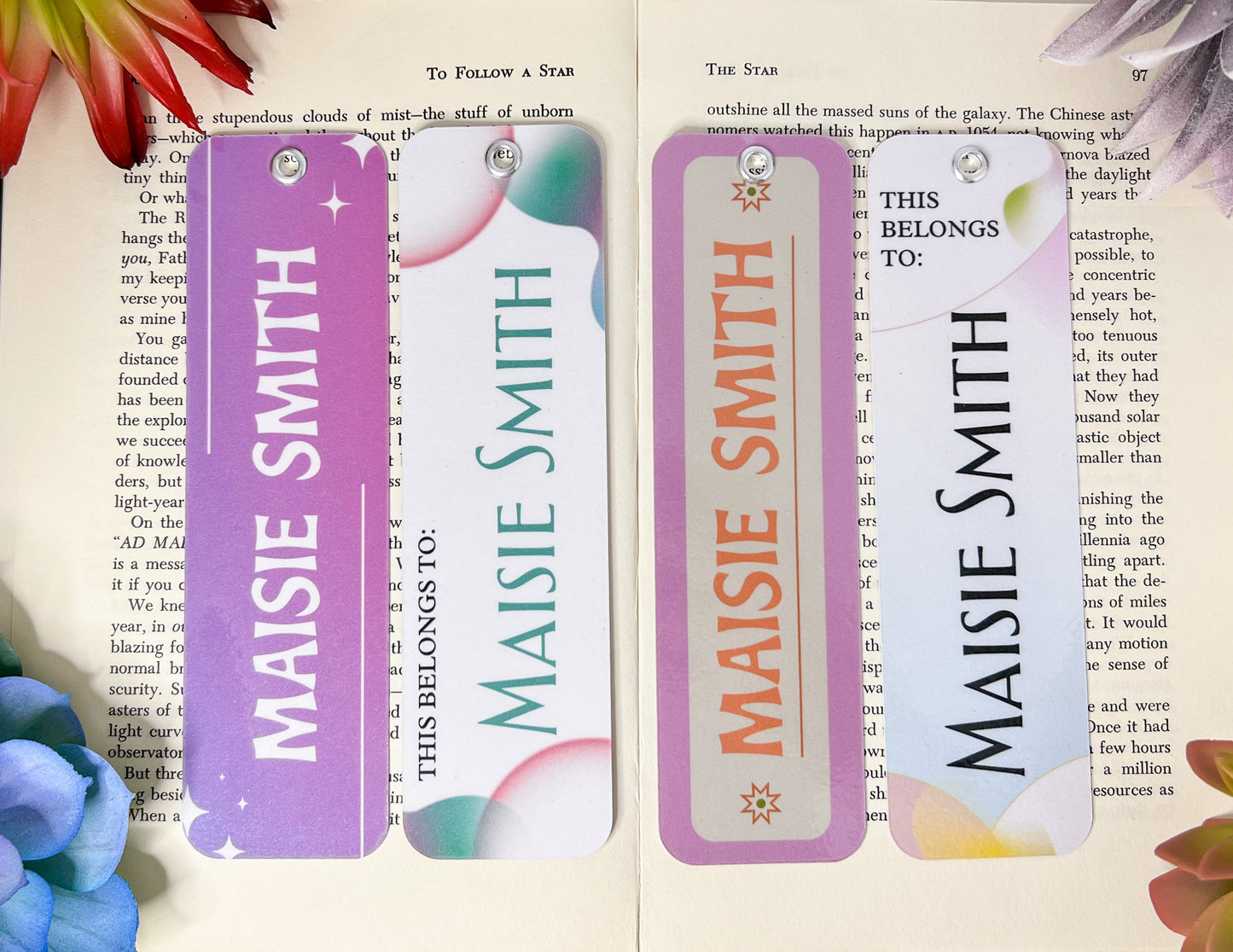 Personalized Bookmarks Set Of 4