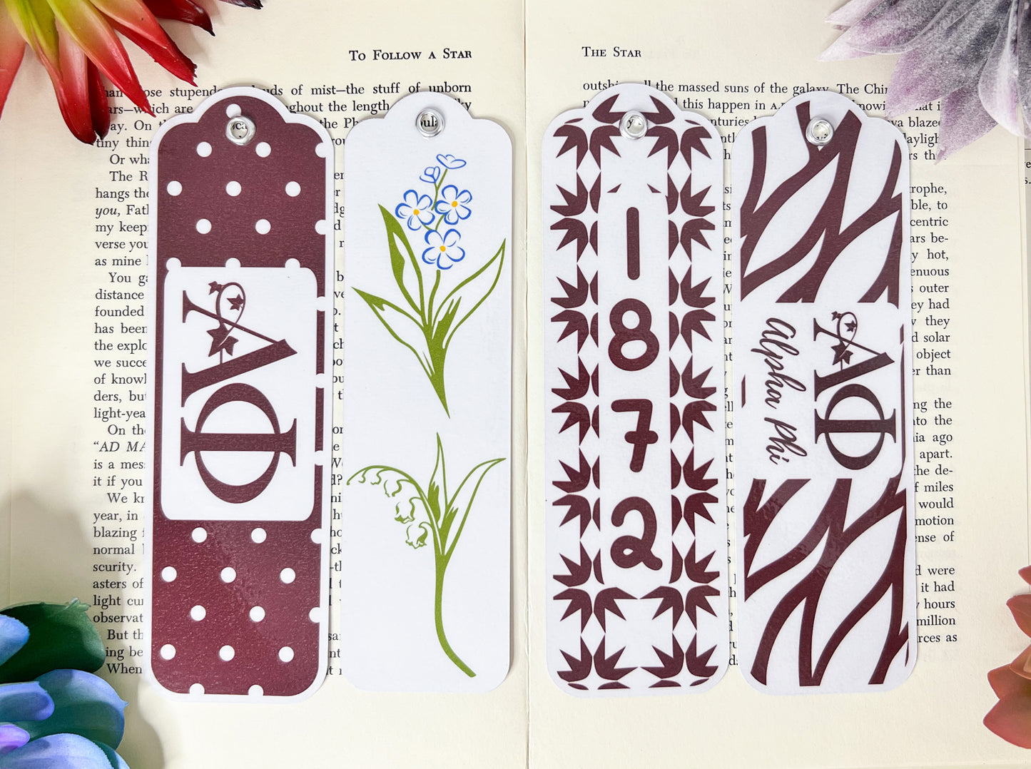 Alpha Phi Bookmarks Set Of 4