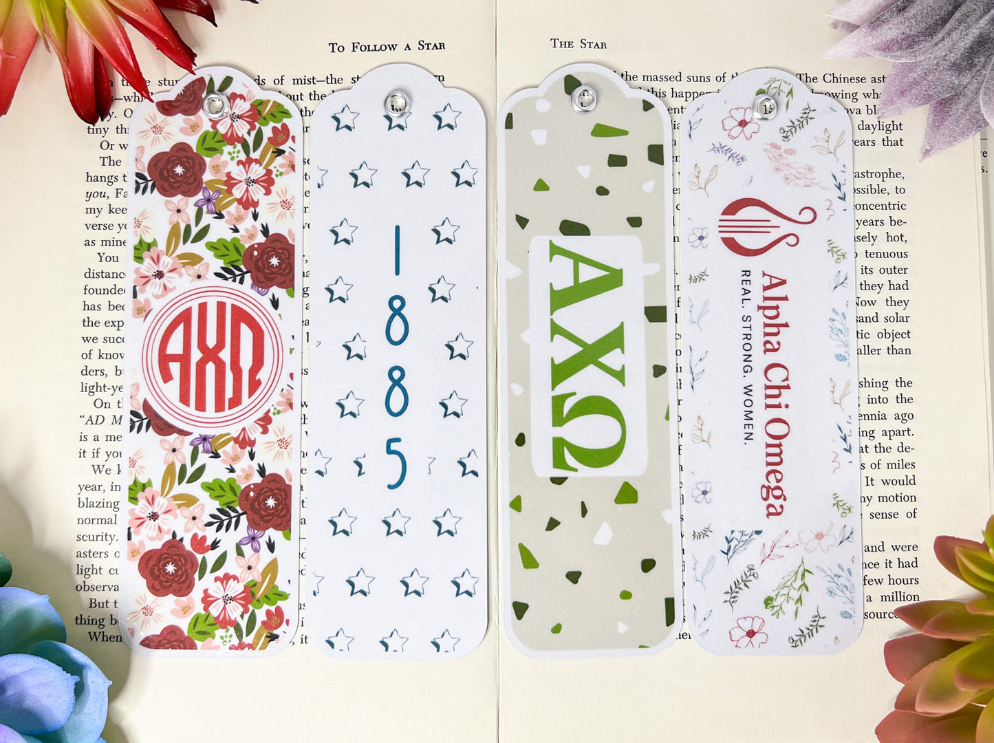 Alpha Chi Omega Bookmarks Set Of 4