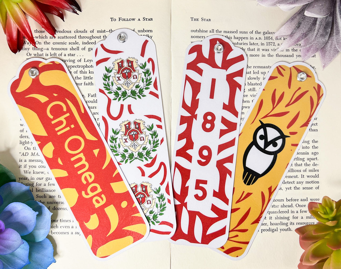 Chi Omega Bookmarks Set Of 4