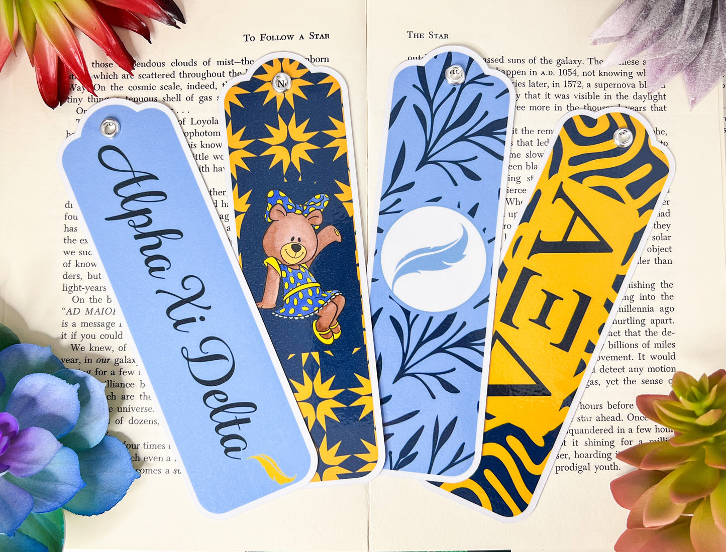 Alpha Xi Delta Bookmarks Set Of 4